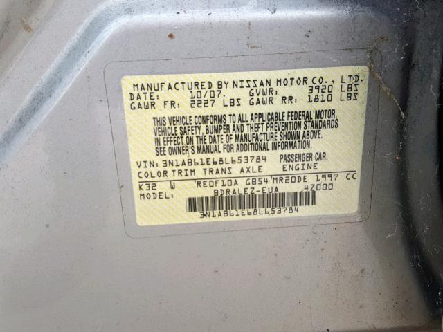 3N1AB61E68L653784 - 2008 NISSAN SENTRA 2.0 TAN photo 10