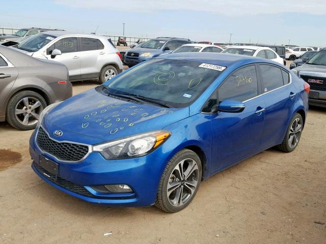 KNAFX4A88E5086182 - 2014 KIA FORTE EX BLUE photo 2