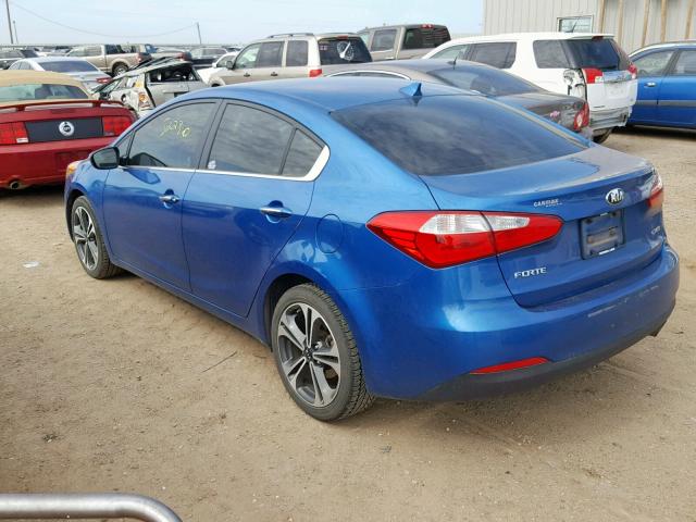 KNAFX4A88E5086182 - 2014 KIA FORTE EX BLUE photo 3