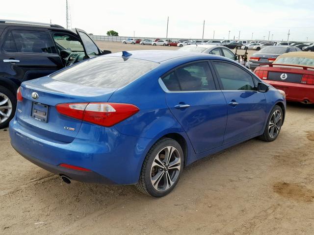 KNAFX4A88E5086182 - 2014 KIA FORTE EX BLUE photo 4