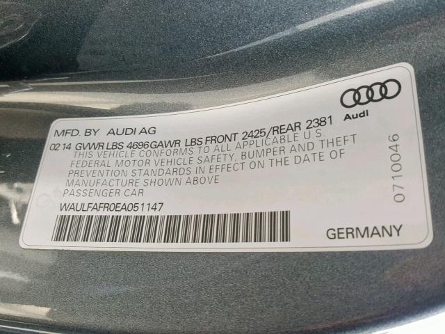 WAULFAFR0EA051147 - 2014 AUDI A5 PREMIUM GRAY photo 10