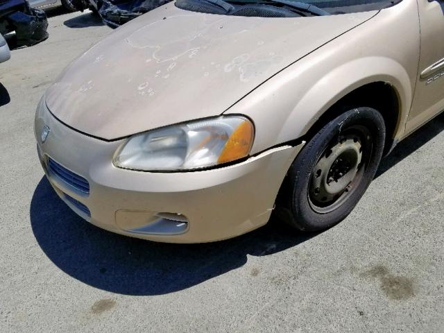 1B3EJ46X31N650106 - 2001 DODGE STRATUS SE GOLD photo 9