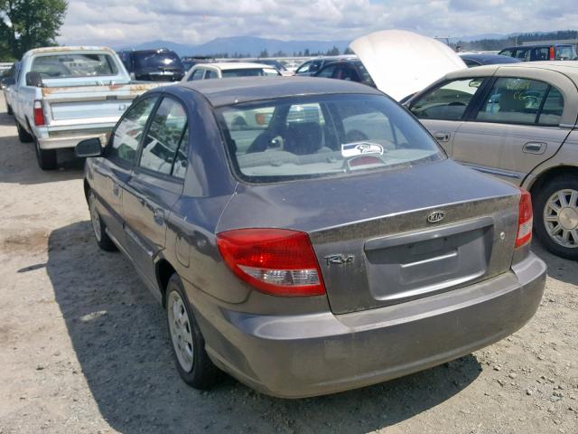 KNADC125X46315606 - 2004 KIA RIO GRAY photo 3