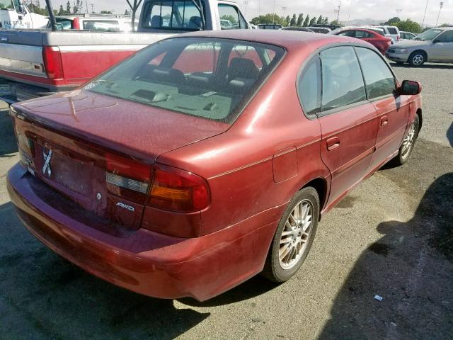 4S3BE635637216905 - 2003 SUBARU LEGACY L RED photo 4