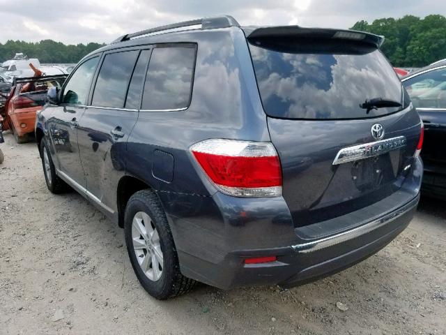 5TDBK3EH9DS273749 - 2013 TOYOTA HIGHLANDER GRAY photo 3