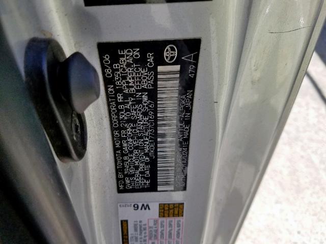 JTKDE177370169167 - 2007 TOYOTA SCION TC ვერცხლისფერი ფოტო 10