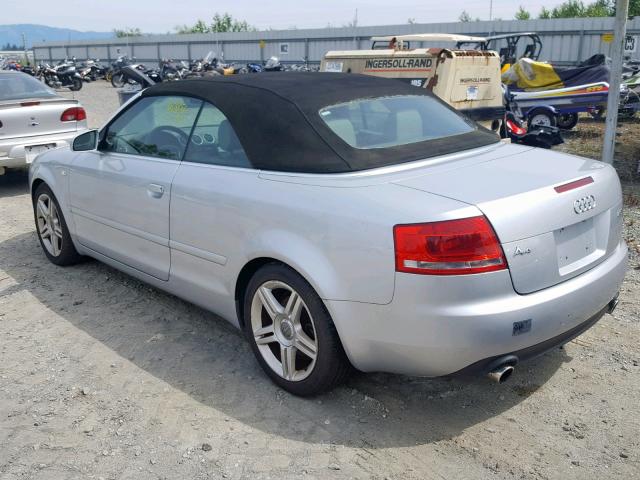 WAUAF48H77K037658 - 2007 AUDI A4 2.0T CA SILVER photo 3