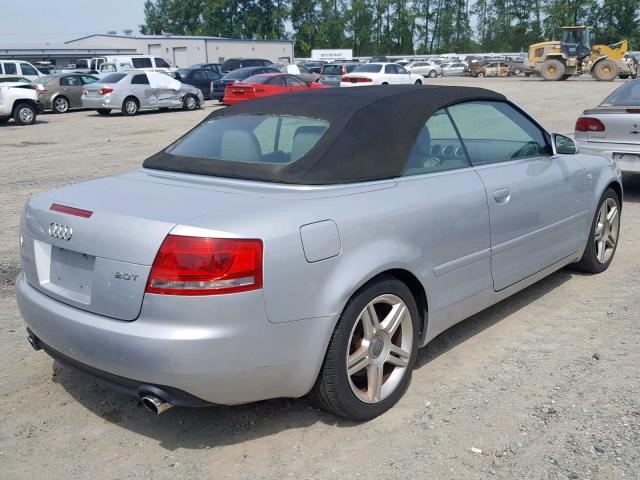 WAUAF48H77K037658 - 2007 AUDI A4 2.0T CA SILVER photo 4