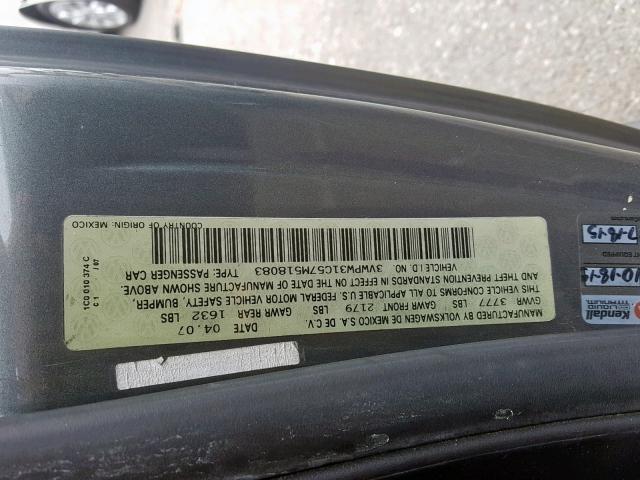 3VWPW31C57M518083 - 2007 VOLKSWAGEN NEW BEETLE رمادي صورة 10