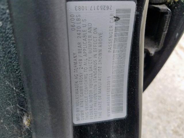 WVWLH63B81E033015 - 2001 VOLKSWAGEN PASSAT GLX 黑色 照片 10