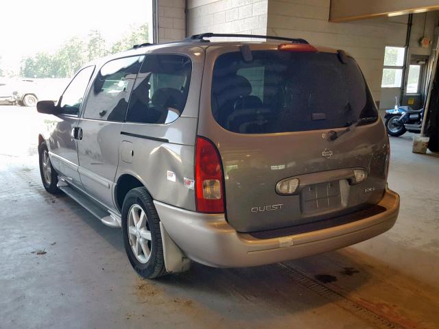 4N2ZN17T11D818438 - 2001 NISSAN QUEST GLE TAN photo 3