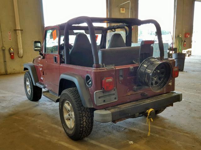 1J4FA49SX2P768043 - 2002 JEEP WRANGLER / MAROON photo 3