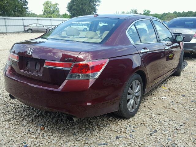 1HGCP3F81CA023178 - 2012 HONDA ACCORD BURGUNDY photo 4