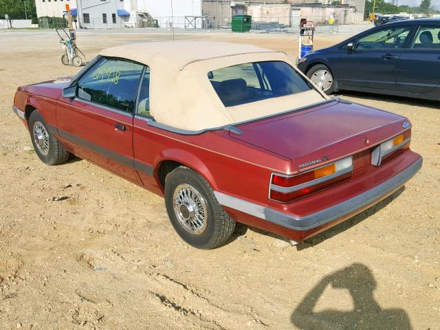 1FABP2739FF217378 - 1985 FORD MUSTANG LX BURGUNDY photo 3