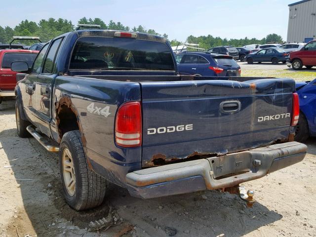 1D7HG38ZX3S369109 - 2003 DODGE DAKOTA QUA BLUE photo 3