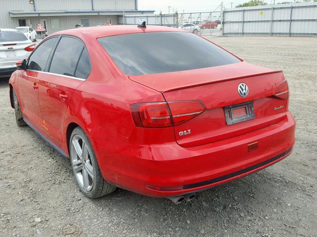 3VW4S7AJ3FM264151 - 2015 VOLKSWAGEN JETTA GLI RED photo 3