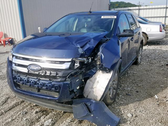 2FMDK3J98CBA70757 - 2012 FORD EDGE SEL BLUE photo 2