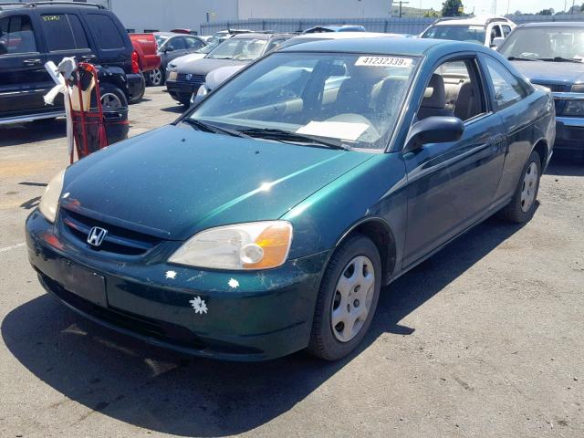 1HGEM21211L035928 - 2001 HONDA CIVIC DX GREEN photo 2