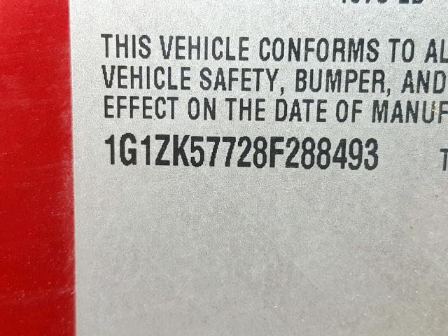 1G1ZK57728F288493 - 2008 CHEVROLET MALIBU LTZ 红色 照片 10