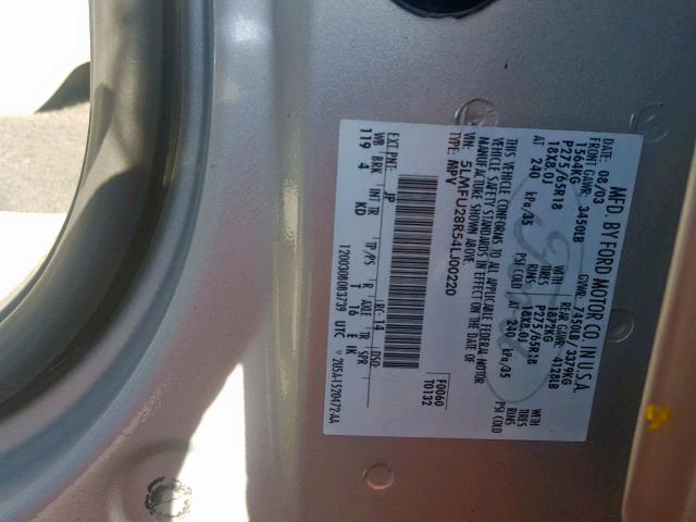 5LMFU28R54LJ00220 - 2004 LINCOLN NAVIGATOR 银色 照片 10