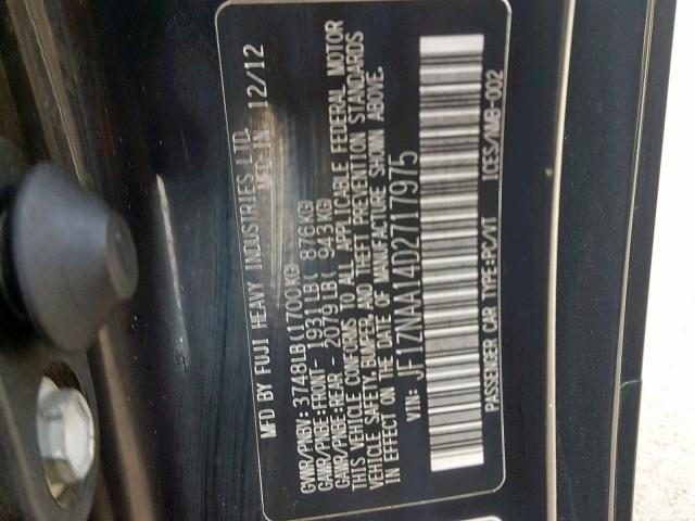 JF1ZNAA14D2717975 - 2013 TOYOTA SCION FR-S BLACK photo 10