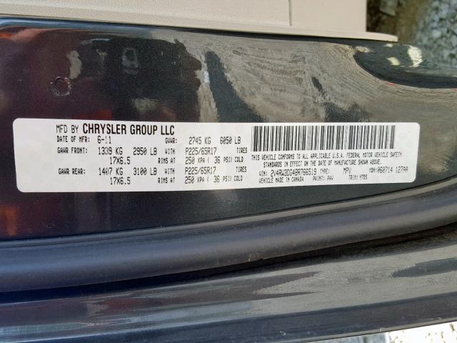 2V4RW3DG4BR766519 - 2011 VOLKSWAGEN ROUTAN SE CHARCOAL photo 10