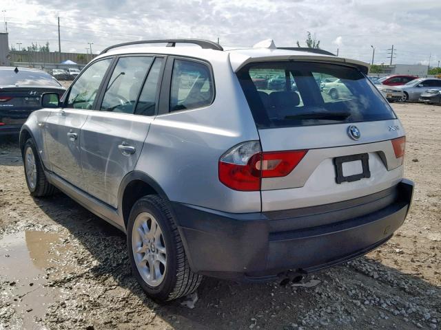 WBXPA73434WC44222 - 2004 BMW X3 2.5I SILVER photo 3