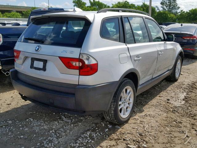 WBXPA73434WC44222 - 2004 BMW X3 2.5I SILVER photo 4