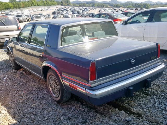 1C3BU4639JD172905 - 1988 CHRYSLER NEW YORKER BLUE photo 3