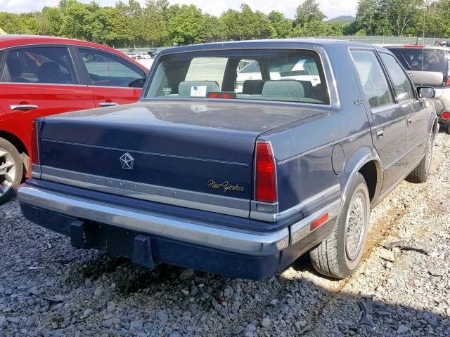 1C3BU4639JD172905 - 1988 CHRYSLER NEW YORKER BLUE photo 4