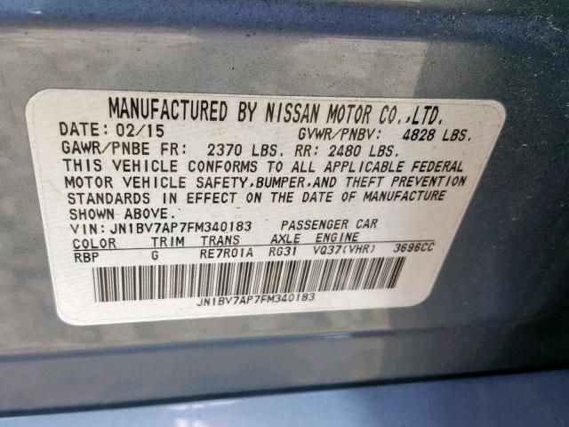 JN1BV7AP7FM340183 - 2015 INFINITI Q50 BASE GRAY photo 10