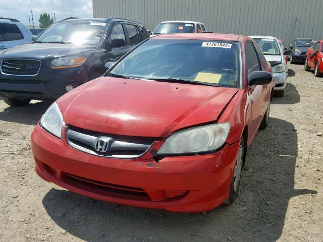 1HGEM22225L812234 - 2005 HONDA CIVIC DX RED photo 2