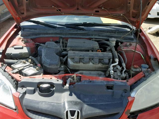 1HGEM22225L812234 - 2005 HONDA CIVIC DX RED photo 7