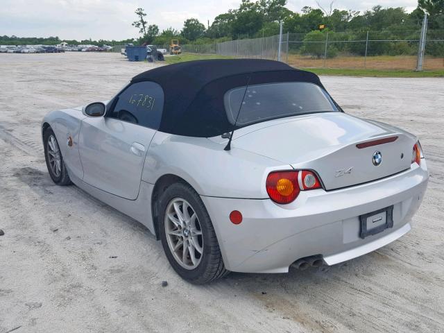 4USBT33463LS42739 - 2003 BMW Z4 2.5 SILVER photo 3