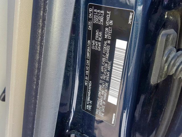 YV1992AH5A1131654 - 2010 VOLVO S80 T6 BLUE photo 10