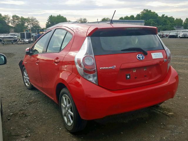 JTDKDTB39C1514756 - 2012 TOYOTA PRIUS C RED photo 3