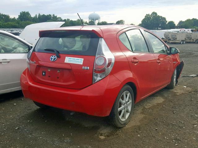 JTDKDTB39C1514756 - 2012 TOYOTA PRIUS C RED photo 4