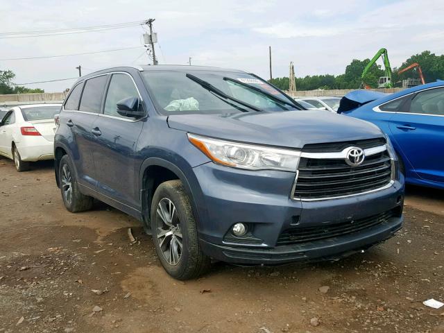 5TDJKRFHXGS321048 - 2016 TOYOTA HIGHLANDER BLUE photo 1