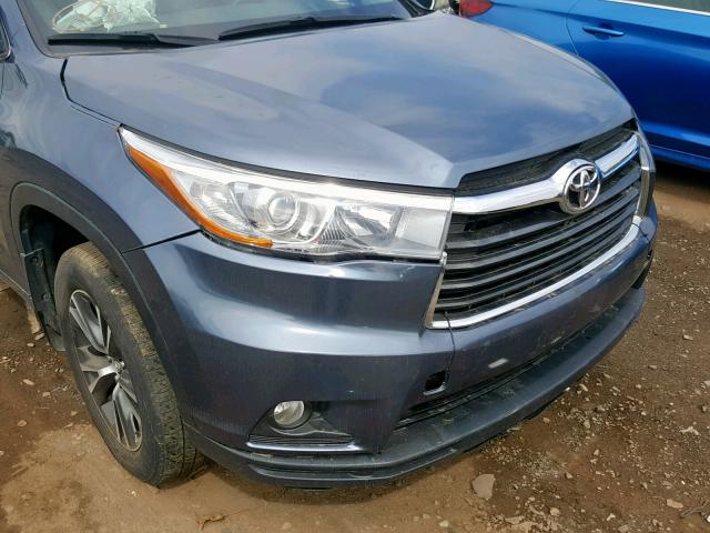 5TDJKRFHXGS321048 - 2016 TOYOTA HIGHLANDER BLUE photo 9