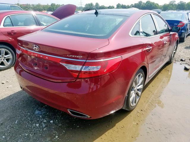 KMHFH4JG6EA345813 - 2014 HYUNDAI AZERA GLS RED photo 4