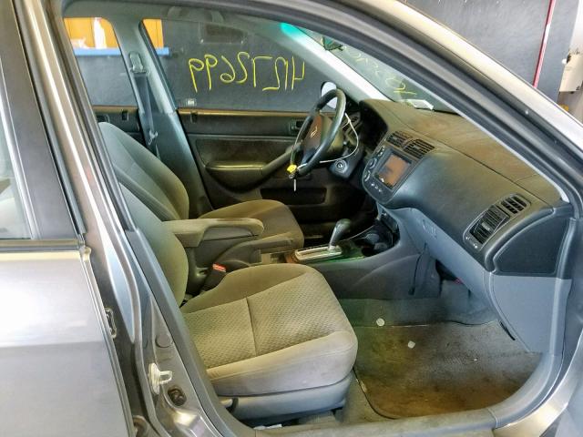 2HGES16345H626243 - 2005 HONDA CIVIC DX V SILVER photo 5