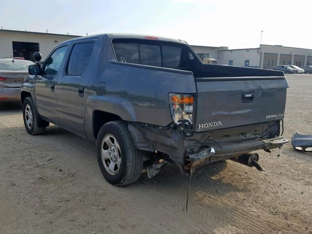 2HJYK16257H505769 - 2007 HONDA RIDGELINE GRAY photo 3