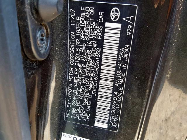 JTKDE167680261652 - 2008 TOYOTA SCION TC შავი ფოტო 10