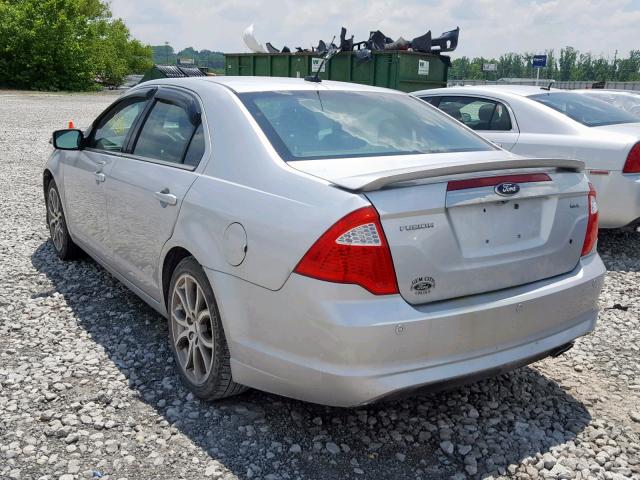 3FAHP0JA2CR376263 - 2012 FORD FUSION SEL SILVER photo 3