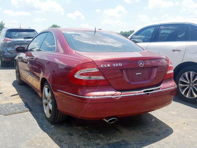 WDBTJ65J35F149942 - 2005 MERCEDES-BENZ CLK 320C RED photo 3