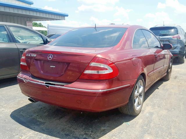 WDBTJ65J35F149942 - 2005 MERCEDES-BENZ CLK 320C RED photo 4