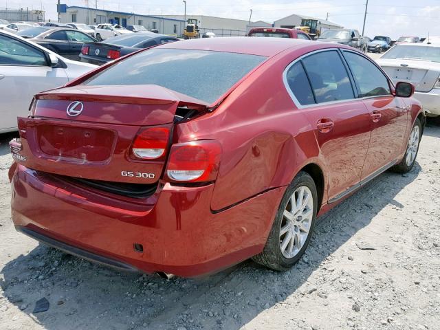 JTHBH96S065044699 - 2006 LEXUS GS 300 RED photo 4