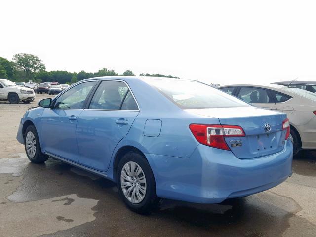 4T1BD1FK9CU033146 - 2012 TOYOTA CAMRY HYBR BLUE photo 3