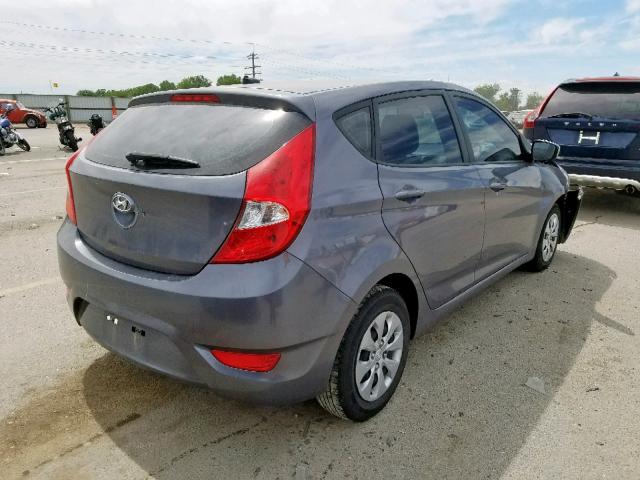 KMHCT5AE9GU285937 - 2016 HYUNDAI ACCENT SE GRAY photo 4