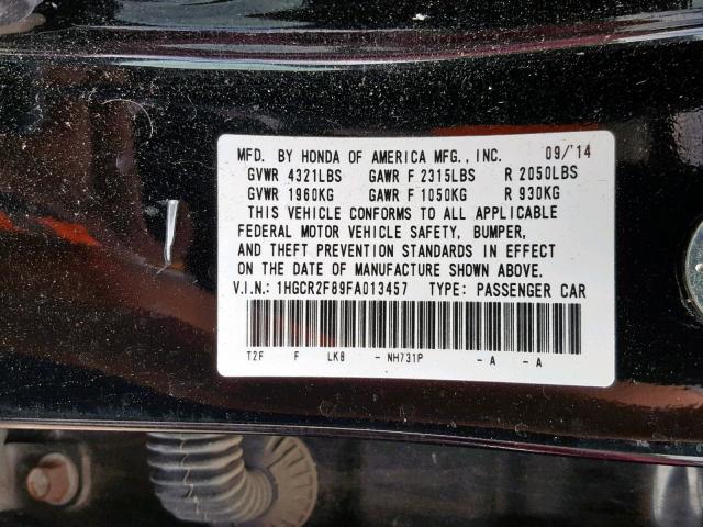 1HGCR2F89FA013457 - 2015 HONDA ACCORD EXL BLACK photo 10